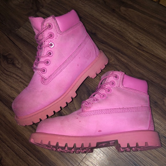 TIMBERLANDS All Pink Kids size 11C - Picture 2 of 7
